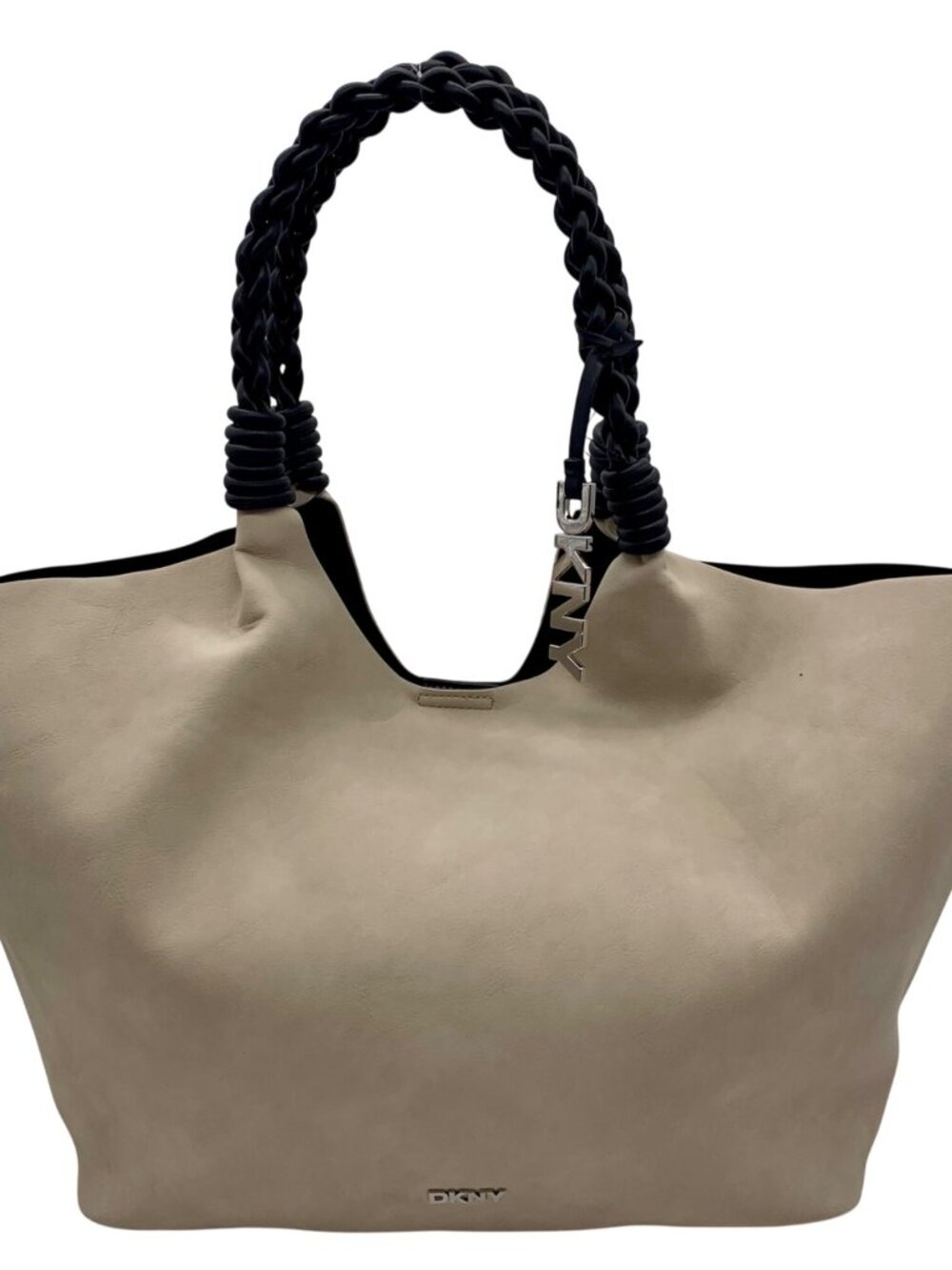 DKNY Light Grey Faux Leather Shoulder Bag